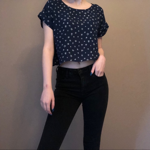 Navy Blue “In the stars” crop top - Picture 3 of 6
